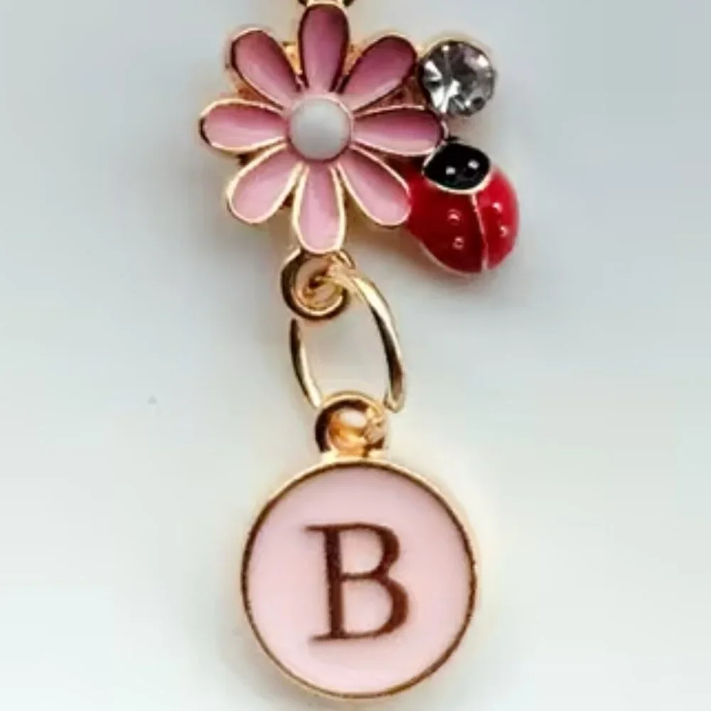 Gifted to Customer ~ PINK Flower Keychain / Bag Charm - Initial B